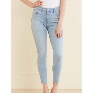 Agolde Sophie Crop Skinny Jeans Light Wash Raw Hem, 27